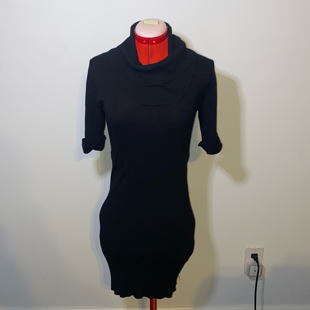 Black Cowl Neck Sweater Dress